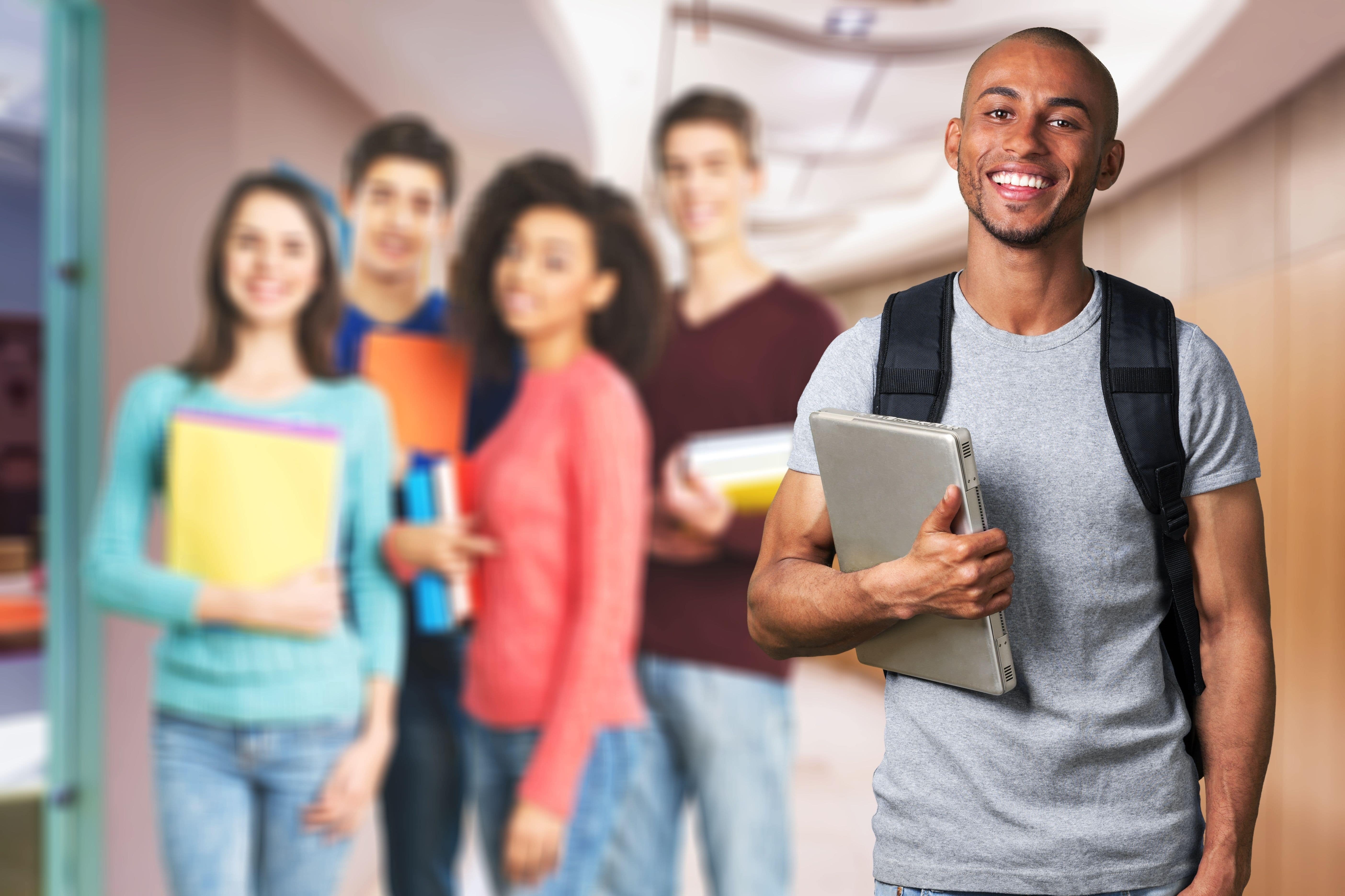 Male Student Focus in the Hallway